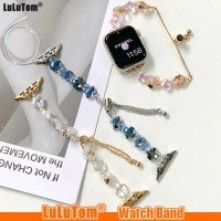 Fashion Crystal Strap for Apple Watch Band 8 Ultra 49mm 7 SE 6 5 4 3 41mm 45mm Iwatch Series Link 38 42mm 44 40 Correa Bracelet