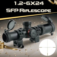 Hunting Tactica Adjustable Reflex Scopes Fit AR15 Sniper Air Gun Optical Scope Short Compact Riflescope SFP 1.2-6X24