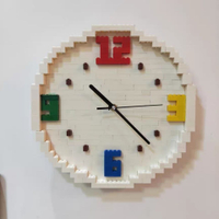 積木時鐘掛鐘12寸兒童像素DIY培訓早教鐘表創意靜音兼容樂高30CM