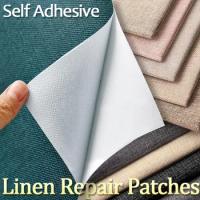 Linen Repair Patches Self Adhesive Fabric Tape for Sofa Couch Furniture Chair Carpet Car Clothing Iron on Patche Glue Wall Cloth