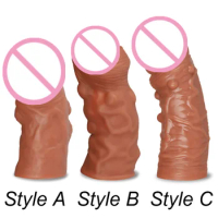 Silicone Reusable Condom Penis Sleeve Male Cock Extender Condoms For Men Dildo Enlargement Cover