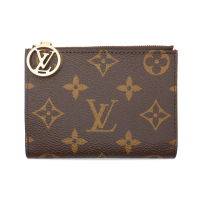 【Louis Vuitton 路易威登】LV Portefeuil Lisa 經典Monogram帆布扣式皮夾卡夾零錢袋 棕色x粉色(M82383)