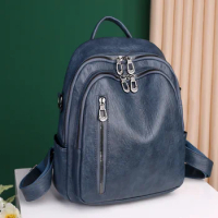 2022 Anello Backpack Women's 2022 New Korean Style Fashion Blue Soft Leather Leisure School Bags For Teenage Fashion Befree