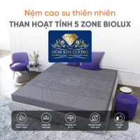 Nệm cao su thiên nhiên than hoạt tính Kim Cương 5Zone Biolux, nâng đỡ cơ thể , êm ái chính hãng