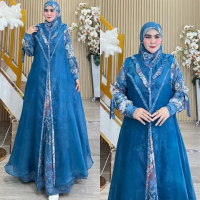 PROMO !! AMALIA SERIES BY HUMAIRA SYARI GAMIS CERUTY PREMIUM PRINTING OUTER CARDI ORGANZA SET SCARF