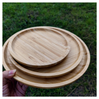 【May shop】圓形大中小竹木托盤茶盤麵包水果盤