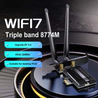 WiFi 7 PCIE WiFi Card Bluetooth-Compatible 5.4 Wi-Fi Network Card 8774Mbps Wireless PCIE Adapter for Desktop PC Windows 10/11