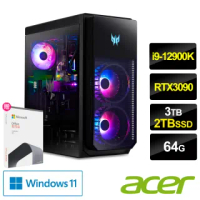 【+Office 2021】Acer Predator PO7-640 i9電競電腦(i9-12900K/64G/3T HDD+2T SSD/RTX3090 24G/Win11)