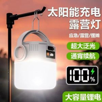 太陽能露營燈戶外充電野營燈LED球泡燈家用應急夜市長續航地攤燈【平行進口】太陽能充電露營燈｜大容量鋰電｜超泛光｜通宵續航｜可掛式手提營燈｜露營 / 應急 / 擺攤照明神器