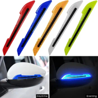 2pcs Car Rearview Mirror Stickers Safety Warning Strip Collision Protection Strip Automobile Bicycle Exterior Decorative Sticker