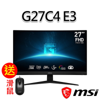 msi微星 G27C4 E3 27吋 曲面電競螢幕(27 /1920x1080/16:9/180Hz/曲面)(送滑鼠)