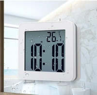 簡約浴室吸盤防水靜音時鐘貼牆鬧鐘廚房鐘計時電子溫度計錶防水 全館免運