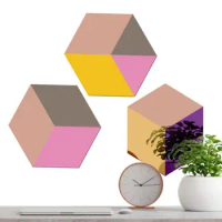 Acrylic Mirror Sheet Adhesive Sheets Acrylic Hexagon Mirror Wall Sticker Cartoon Space Saving Design Wall Decor For Dressing
