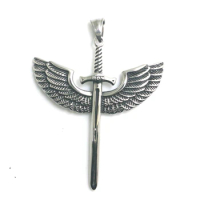 Unisex 316L Stainless Steel Angel Wings Sword Cool Pendant