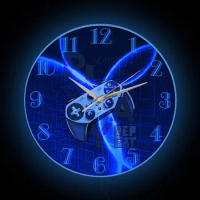 Gamepad Modern Design LED Lighted Wall Clock For Game Room Video Game Joystick Controller Eat Sleep Play Repeat Trilogy Watch