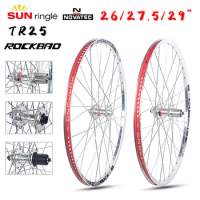 SUNRingle TR25 /Rockbao 26/27.5/29inch MTB Bike Wheelset Novatec D041/D042 7-12S HG/MS/XD Cassette Vacuum Silvery Bicycle Wheel