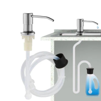 Stainless Steel Black Steel Head Soap Dispenser Sink Dishwashing Liquid Pump Head With Extension Tube Soap Dispenser