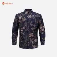 Batik Keris Kemeja Batik Reguler Fit Lengan Panjang Motif Swarna Sekar Laras 16.5 Ink Blue