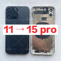 Titanium For Iphone 11 Like 15Pro DIY Back Housing 11 to 15 Pro Middle Chassis Frame Cover Battery Door Apple Parts