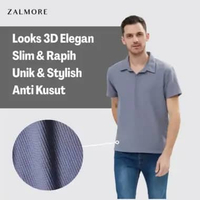 Zalmore Men Basic Polo Shirt Premium Waffle LUMA Knit - Kaos Polo Pria Anti Kusut Luxury Touch White