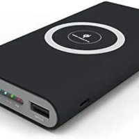 10000mAh Power Bank Wireless QI Fast Charger Camping Portable Powerbank Large CapacityBattery Pack Universal (Black)