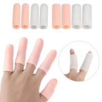 5pc Gel Finger Protector Silicone Finger Cots Cover Cap Sleeve Support for Eczema Finger Cracking Corns Blister Calluses Protect