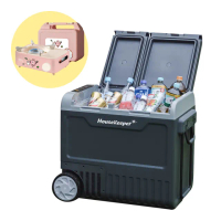 【妙管家】雙門雙溫控行動冰箱 55L HKRG-T3055(露營冰箱 移動式雙槽冰箱 車用冰箱 車宿 野營)