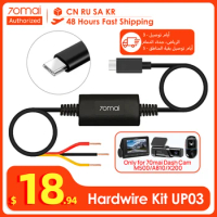 70mai Hardwire Kit UP03 24H Parking Surveillance Cable ONLY for 70mai Dash Cam M500/Omni X200/A810 Type-C Cable Monitor Cable