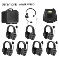 Saramonic Witalk WT8D Full Duplex Wireless Intercom Headset System Marine Communication Headset Boat Coaches Teamwork Microphone