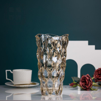 美式琉光水晶玻璃花瓶客廳樣板間酒插花裝飾器皿擺件工藝品