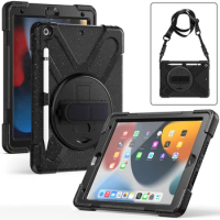 Kids Shockproof Tablet Case For iPad 7 8 9 7th 8th 9th 10.2 2019 2020 2021 iPad9 iPad8 Cover Rotate PC Stand Silicon Coque Shell