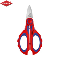 KNIPEX General Purpose Stainless Steel Scissors for Electricians with Non-slip Handle and Ferrule Crimp Area 95 05 10