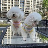 Pet Clothing Vest Summer Breathable Thin Cotton Striped Cartoon Print Dog Teddy Bear Small Dog Clothing