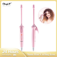 CkeyiN Mini Hair Curling Iron 9mm Curler Wand Professional Curly Tongs Ceramic Electric Salon Styling Tool Small Crimping Iron