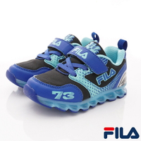 ★FILA斐樂頂級童鞋-電燈賽車鞋款7-J852S-303黑藍(中小童段)