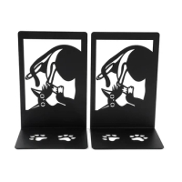 Cute Cartoon Cow Cat Bookends Heavy Duty Metal Black Books Stand Gifts for Women Men Kids Birthday Graduation Gifts