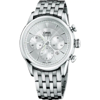 【ORIS 豪利時】Artelier 復刻三眼計時機械腕錶-銀/44mm 禮物 送禮 推薦(0167676034051-0782273)