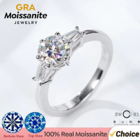 1CT Certified Moissanite Engagement Ring for Women |   925 Sterling Silver Wedding Band |   Real Lab