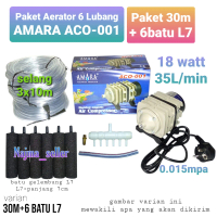 Paket Aerator Kolam 6 Lubang AMARA ACO-001. Airstone bulat panjang. Spek 18 watt, 35L/min, 0.015mpa.