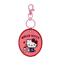 【震撼精品百貨】Hello Kitty 凱蒂貓~日本三麗鷗sanrio KITTY刺繡布鑰匙圈-2025角色大賞*48554