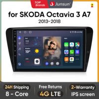 Junsun V1 AI Voice Wireless CarPlay Android Auto Radio for SKODA Octavia 3 A7 2013 2014 - 2018 4G Car Multimedia GPS 2din