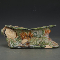 唐三彩侍女瓷枕古董古玩收藏真品手工擺件出土瓷器老物件