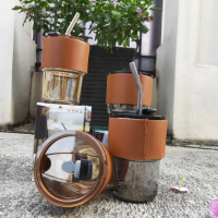 Gelas tumblr kaca sedotan estetik aesthetic viral bening vintage 400m