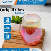 Gelas Kaca 500ml Crystal Rainbow Glass Gelas Minum Kopi Susu Teh 500ml Termurah