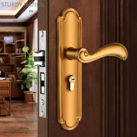 European Stainless Steel Door Lock Bedroom Door Handle Lockset Silent Security Hardware Lock Home Door Knob with Lock and Key