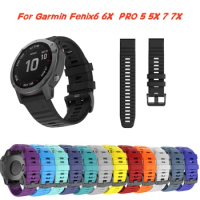 26 22 MM Silicone Watch Band Straps For Garmin Fenix 6X 6 6S Pro 7X 7 Easyfit Wristband Fenix 5 5X 5S Plus Smartwatch Bracelet