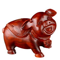 禪意閣桃木豬十二生肖擺件胖胖福豬辦公室工藝品家居木雕桌面動物