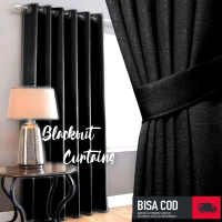 Gorden Blackout Polos Serut Model Smokering untuk Jendela Minimalis