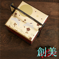 日本進口漆器提盒書房客廳茶室軟裝擺設金箔櫻花點心喜糖喜餅提盒-創美
