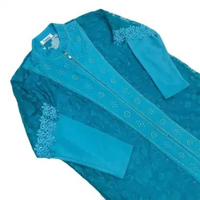 Gamis Abaya Syari Brokat Renda Bunga Turquoise Wanita | Busui Friendly